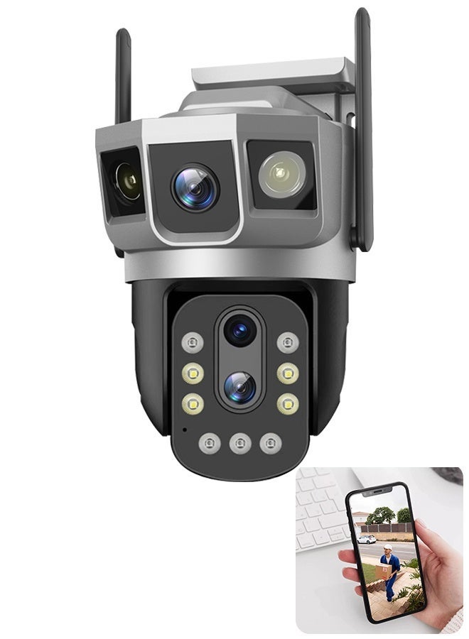 v380 2MP Dual Lens WiFi Security Camera with 10X Zoom, Night Vision, H.265 Video, Two-Way Audio, Indoor Outdoor Wireless CCTV Camera - Image 1